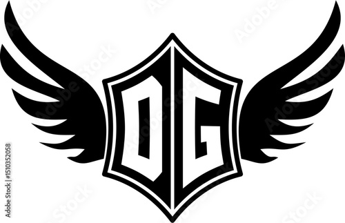 DG logo emblem with winged and shield template