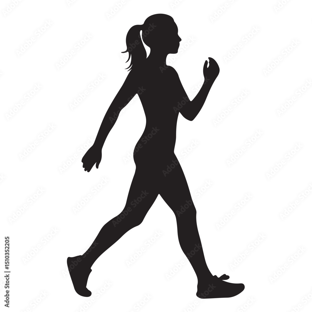 Power Walking Female Figure - Minimalist Black Athletic Silhouette for Gym Wall Art & Motivational Prints Power Walking Female Figure - Minimalist Black Athletic Silhouette for Gym Wall Art & Motivational Prints