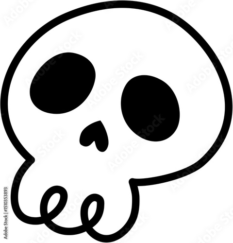spooky skull head skeleton doodle 