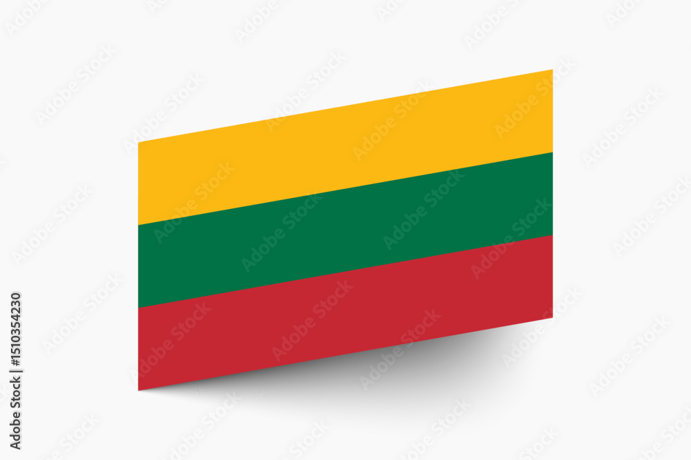 Fototapeta premium Flag of Lithuania. Lithuania flag official colors tilted icon digital vector illustration design.