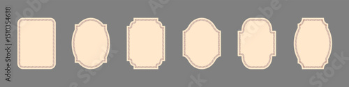Vintage frames set isolated on gray background. Ornamental label frames. Fashionable ornate frames for wedding invitations, greeting cards, prints.