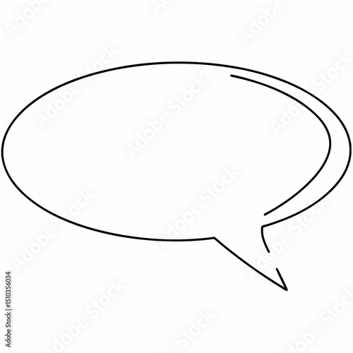 Clean black speech bubble outline on white background with transparency for conversational messaging designs.