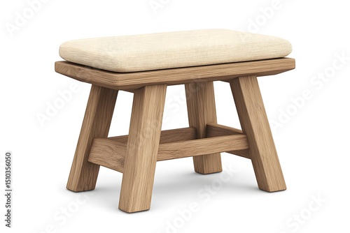 Brown traditional bench. Interior design concept. Isolated object on white background