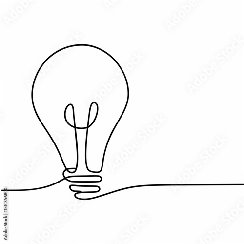 Minimalist line art of a light bulb symbolizing innovation and creative thinking for various projects.