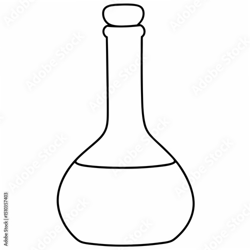 Simple outline of a laboratory erlenmeyer flask transparent isolated on a white background for education and science