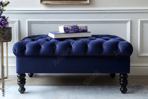 Blue solid bench. Interior design concept