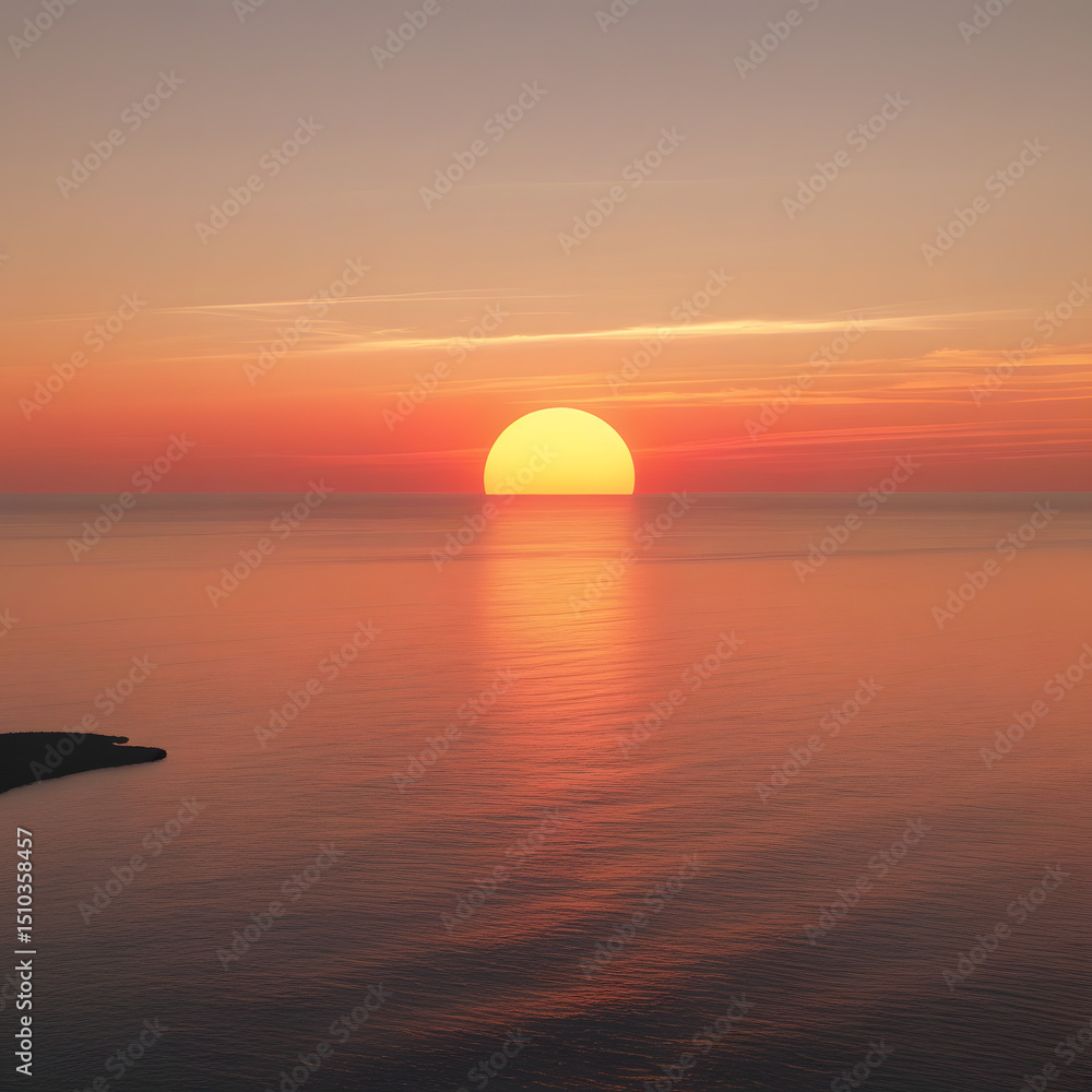 Stunning Sunset Over Calm Ocean Stunning Sunset Over Calm Ocean