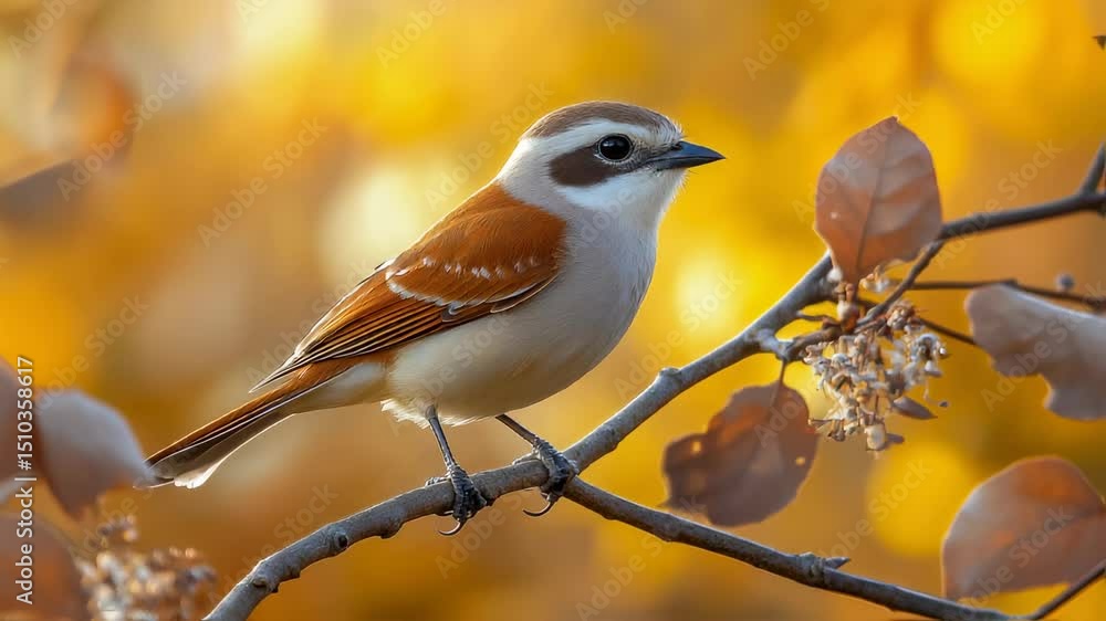 Elegant Bird Perched Gracefully on a Branch in the Autumn Sunlight Elegant Bird Perched Gracefully on a Branch in the Autumn Sunlight