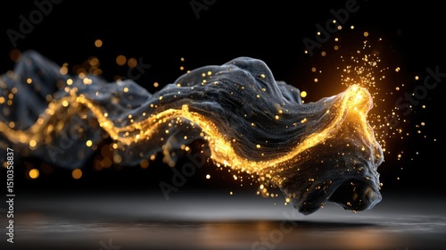Black and liquid gold marble waves with soft glow, fluid motion and deep contrast- 