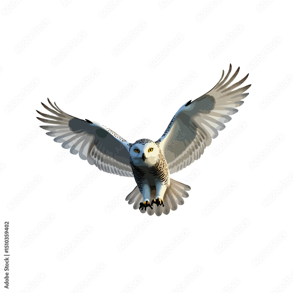Obraz premium flying snowy owl isolated