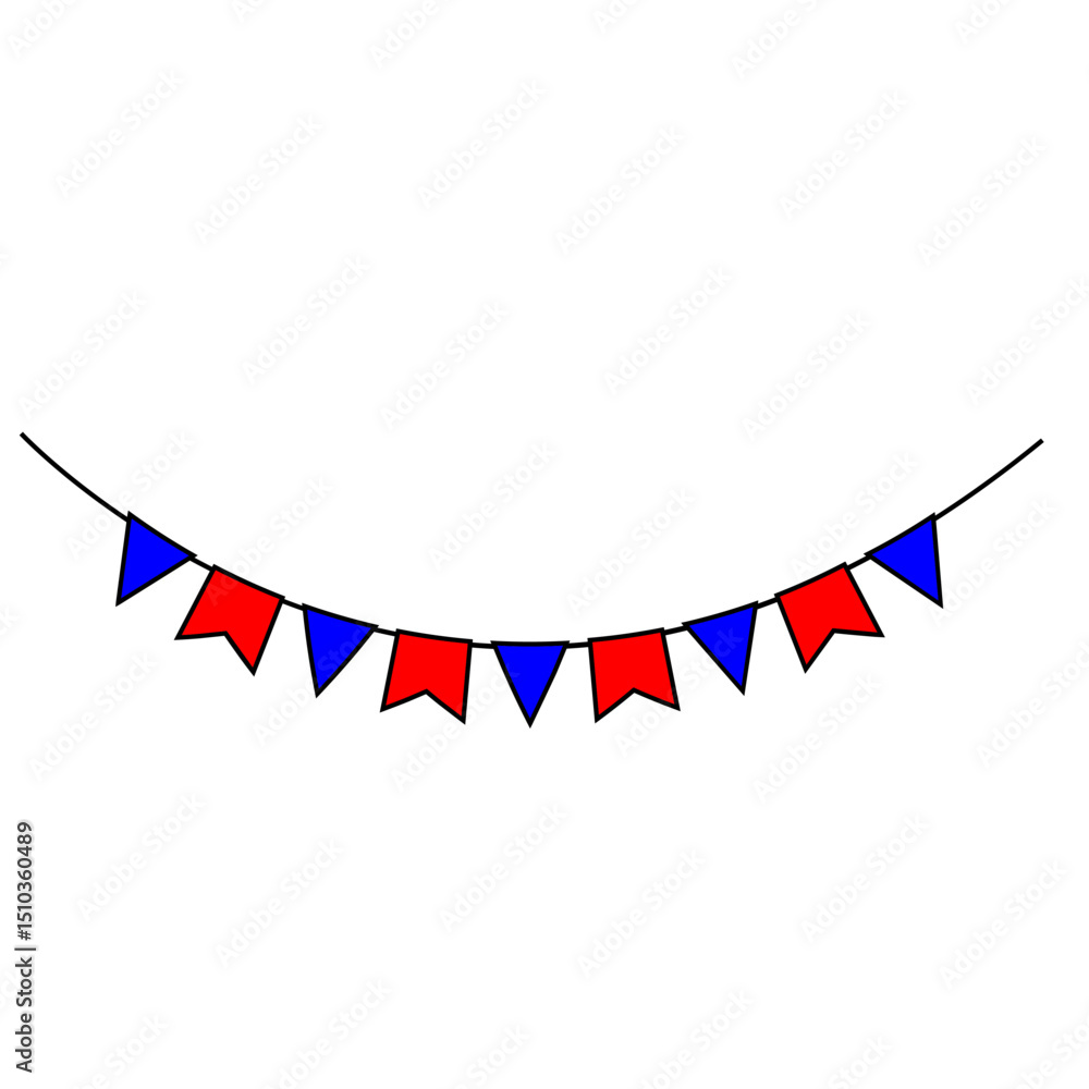 Obraz premium Bunting birthday icon vector. Bunting banner illustration sign. Party bunting symbol or logo.