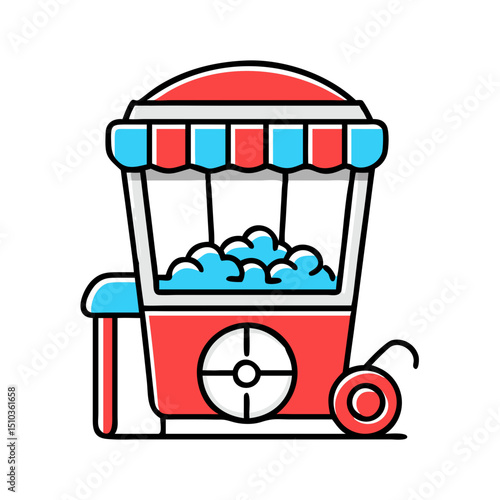 Popcorn machine cart for snacks or entertainment events.