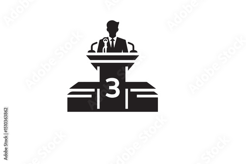A black-and-white Podium  against a white background in a straightforward and inconspicuous vector silhouette
