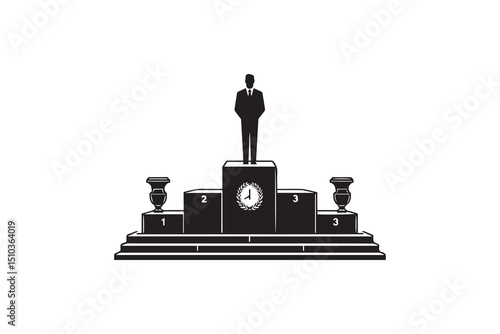 A black-and-white Podium  against a white background in a straightforward and inconspicuous vector silhouette