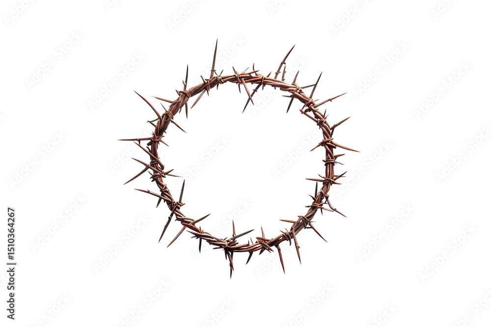 Fototapeta premium A crown of thorns religious symbol isolated transparent background for lent easter and good friday