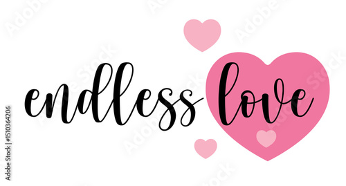 Wallpaper Mural Endless Love. Hand drawn typography with pink heart Torontodigital.ca