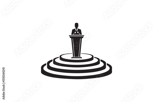 A black-and-white Podium  against a white background in a straightforward and inconspicuous vector silhouette