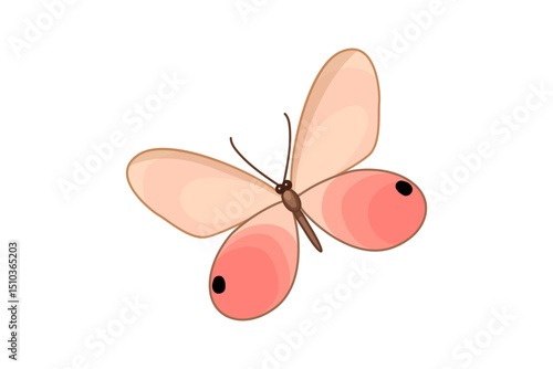vector cartoon butterfly color volume clip art isolated on transparent background. Hand drown design element.
