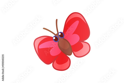 vector cartoon butterfly color volume clip art isolated on transparent background. Hand drown design element.