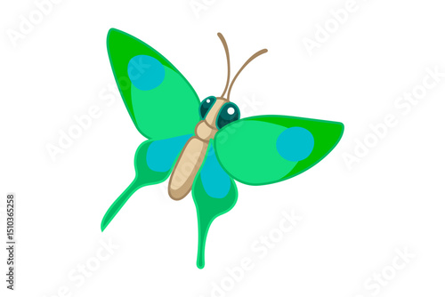 vector cartoon butterfly color volume clip art isolated on transparent background. Hand drown design element.