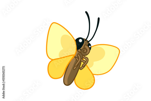 vector cartoon butterfly color volume clip art isolated on transparent background. Hand drown design element.