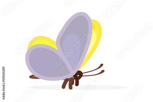 vector cartoon butterfly color volume clip art isolated on transparent background. Hand drown design element.