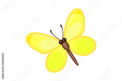 vector cartoon butterfly color volume clip art isolated on transparent background. Hand drown design element.