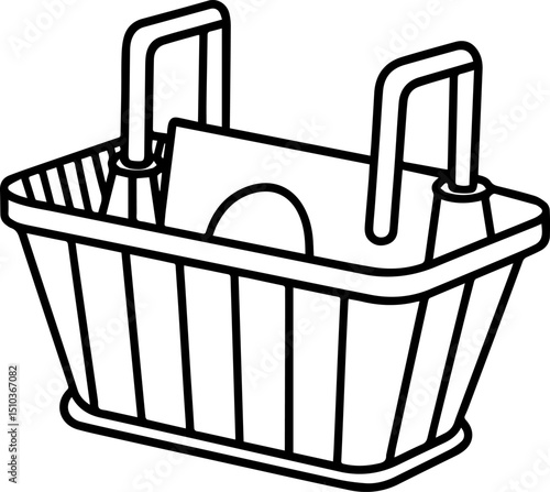 Outline of shower caddy vector illustration, line art