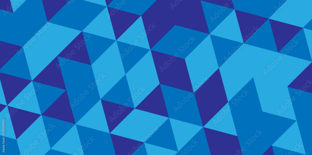 Fototapeta premium Geometric origami blue and dark square cube triangulated random cube low polygon triangle textile abstract corporate creative design. 