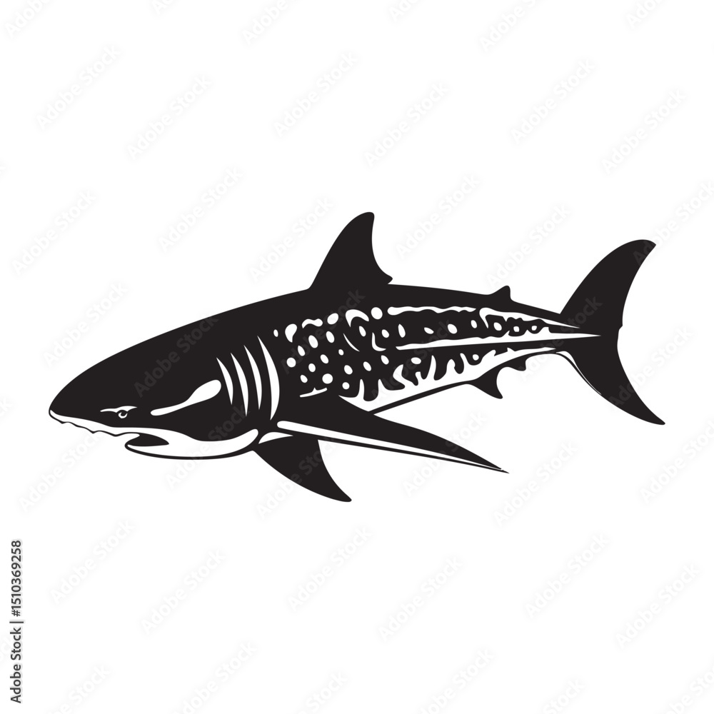 Fototapeta premium Whale Shark black silhouette of simple minimal vector