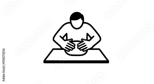Baker kneading black and white icon