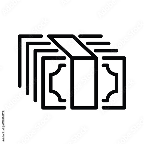 Fiat paper money stack simple line icon