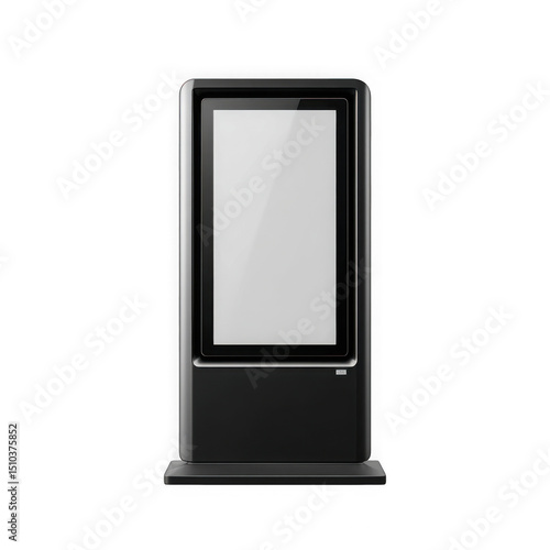 Modern black digital advertising kiosk mockup on transparent background	