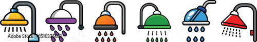 Shower Icon Representing Hotel Bathroom Facility, Hygiene Service, Water Spray Fixture and Personal Cleaning Utility