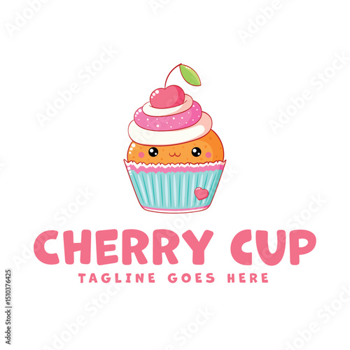 Cherry cupcake logo template, Cupcakes Logo