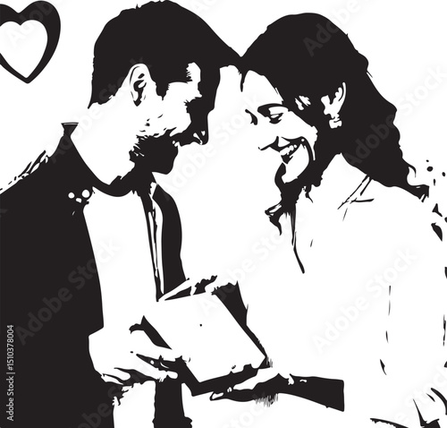 Silhouette of a man and woman walking with child in a loving family moment