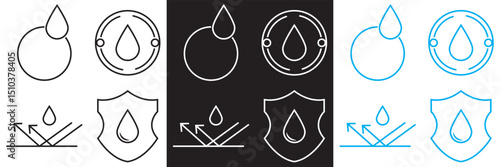 Waterproof icons. Water drop protection concept. Vector for websites, mobile interfaces, presentations, banner, visual branding etc. Vector illustration. EPS 10