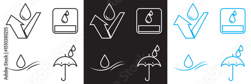 Waterproof icons. Water drop protection concept. Vector for websites, mobile interfaces, presentations, banner, visual branding etc. Vector illustration. EPS 10