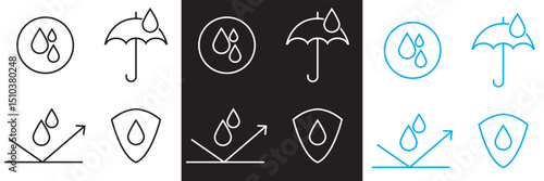 Waterproof icons. Water drop protection concept. Vector for websites, mobile interfaces, presentations, banner, visual branding etc. Vector illustration. EPS 10