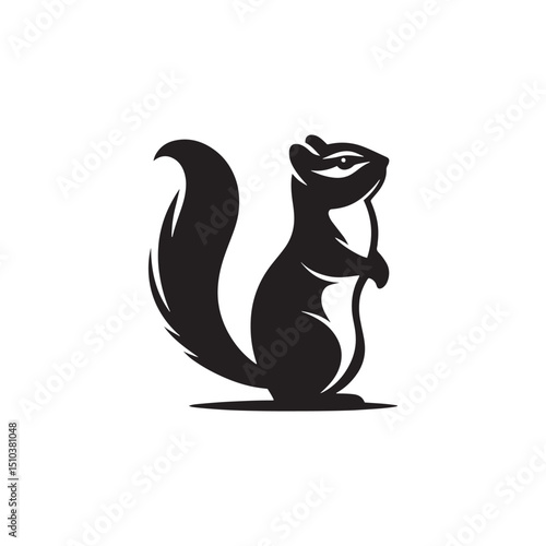 **"Playful Chipmunk Vector Silhouette: Lively Small Rodent Design Featuring Fluffy Tail, Foraging Pose, and Striped Back in Clean, Minimalist Style for Crafts and Digital Art"**
