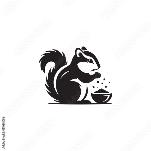 **"Playful Chipmunk Vector Silhouette: Lively Small Rodent Design Featuring Fluffy Tail, Foraging Pose, and Striped Back in Clean, Minimalist Style for Crafts and Digital Art"**
