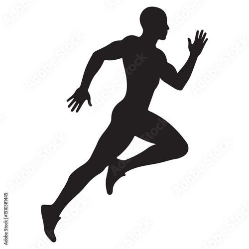 Modern Athlete Running Silhouette - Minimal B&W Motion Graphic for Sports Drink Labels & Active Lifestyle Brands