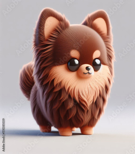 Cute 3D Chihuahua Dog in Cartoon Plush Style on Minimalist Background