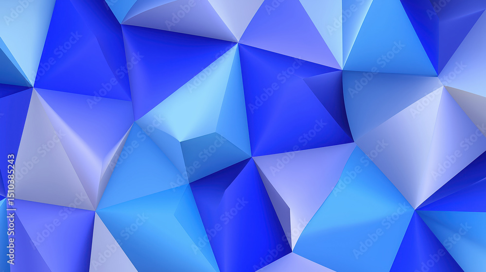 Obraz premium Abstract polygonal background cool blue tones open area for text geometric shapes modern digital art 3D rendering creative design vibrant dynamic seamless pattern