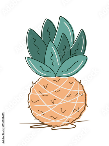 Minimalist botanical illustration of DIY kokedama with aloe or haworthia succulent. Perfect for nature, decor, and eco-home visuals