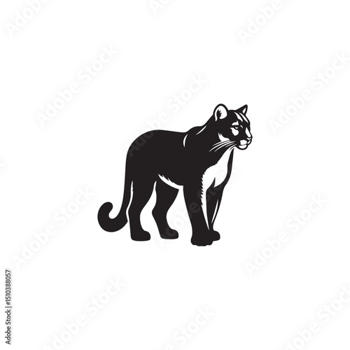 **"Powerful Cougar Vector Silhouette: Majestic Mountain Lion Design Featuring Muscular Build, Long Tail, and Stealthy Pose in Clean, Minimalist Style for Crafts and Digital Art"**
