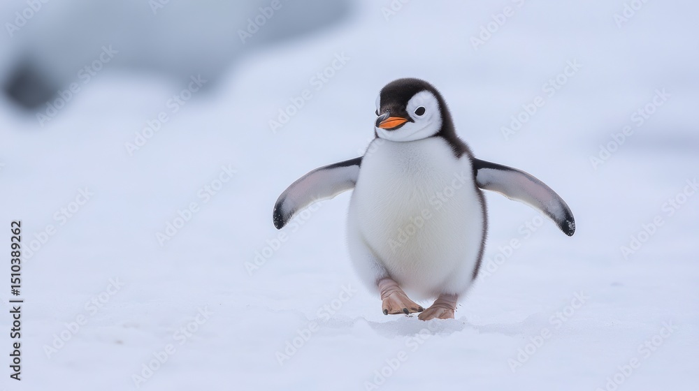 Obraz premium Cute penguin on snow