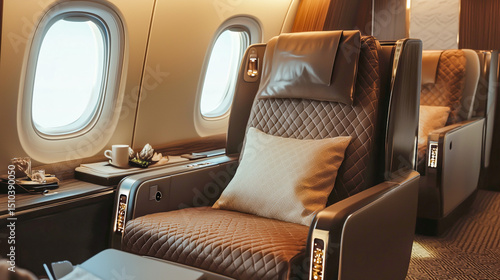 VIP airplane seat in business class luxury setting