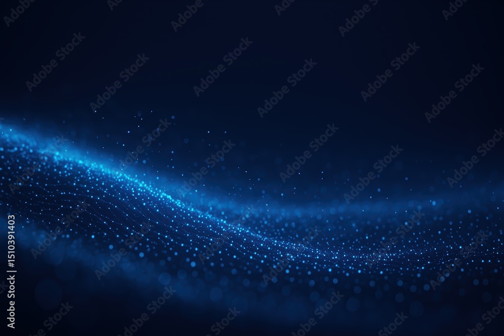 Obraz premium Vibrant Blue Digital Wave with Sparkling Particles on Dark Background for Abstract Design Use