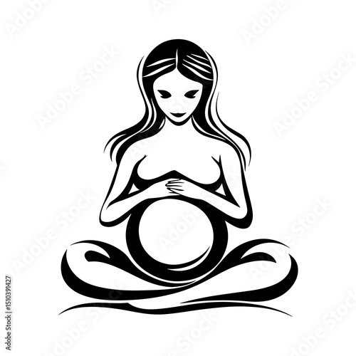 Pregnant Woman in Meditation Pose